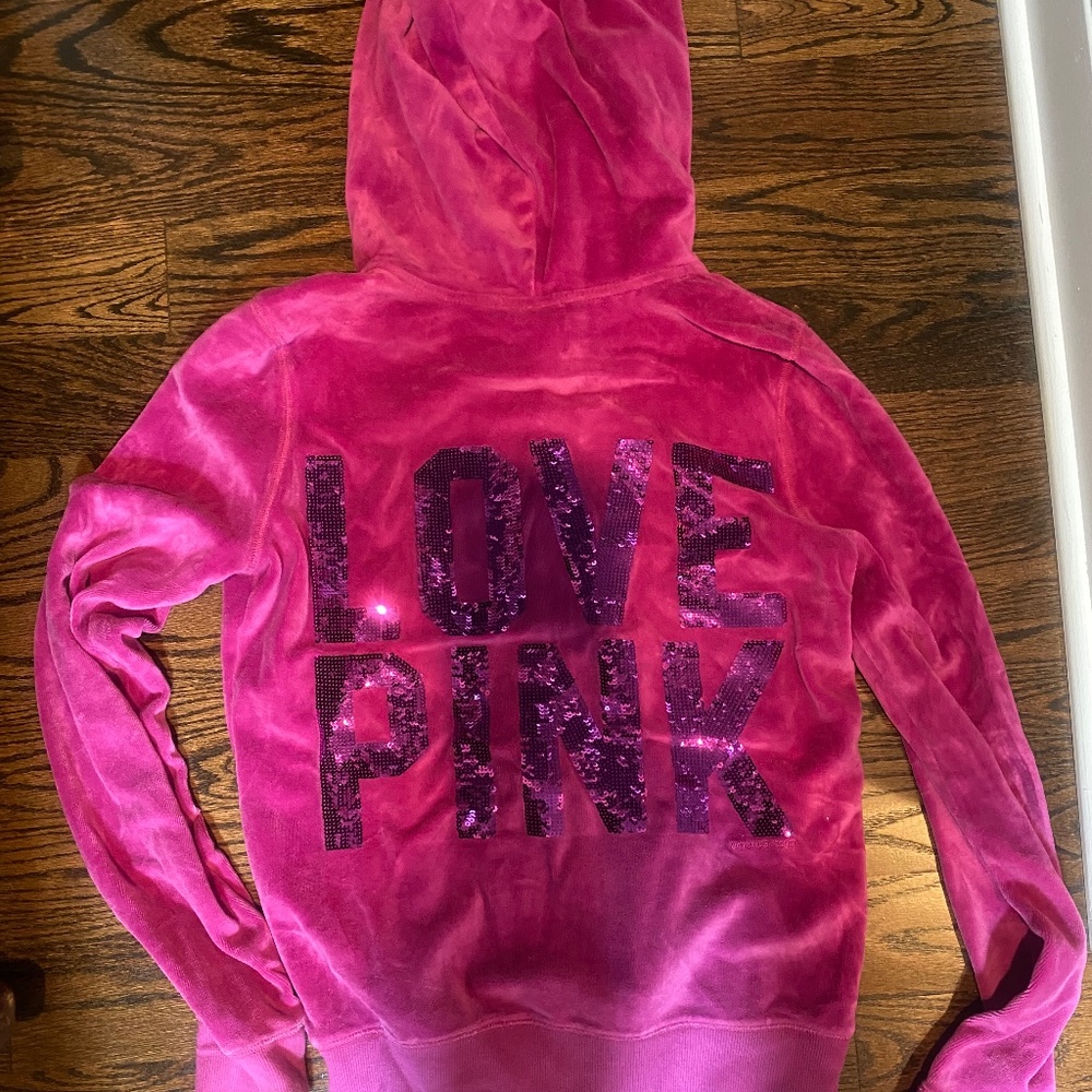 Pink full zip velour